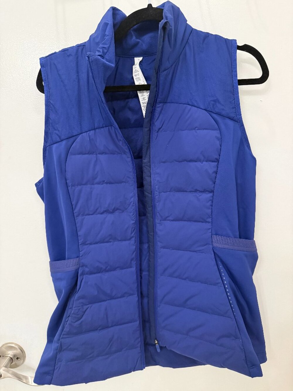 lululemon Down Vest Royal Blue Goose Down Zip Pockets Size 12